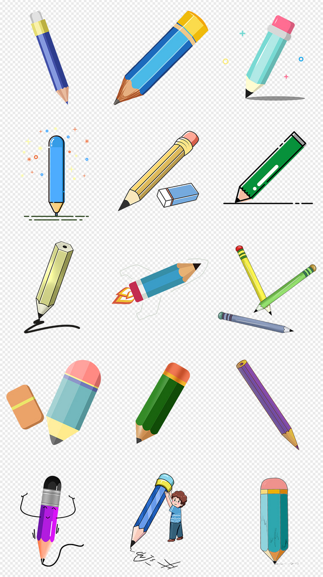 卡通藍色鉛筆PNG免摳素材 文化用品中的創意亮點
